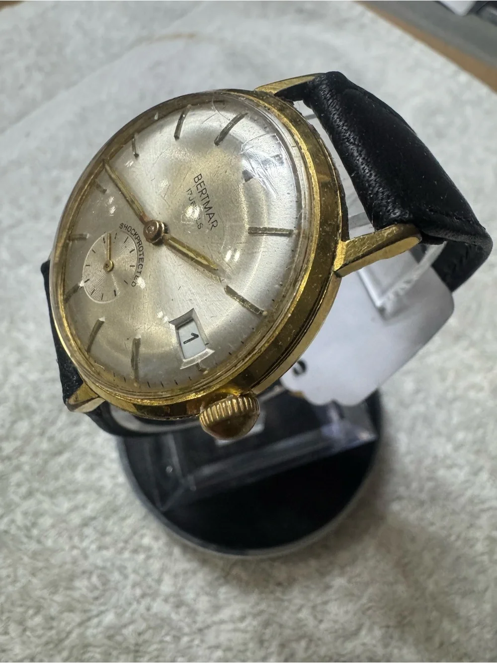 betmar 17 Jewels Gold-Tone Men's Dress Watch - Gold Dial, Black Strap